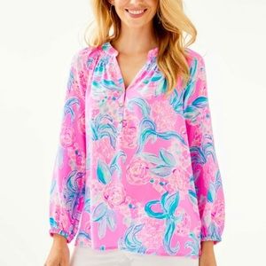 Lilly Pulitzer Elsa Silk Top in "Pinking Positive"